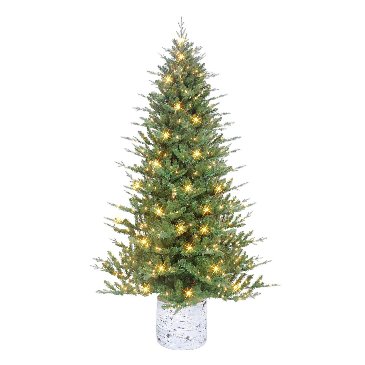 7.5ft. Pre-Lit Potted Artificial Christmas Tree, Clear Incandescent Lights